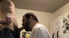 Cocksucking bear fucked in ass in a threeway